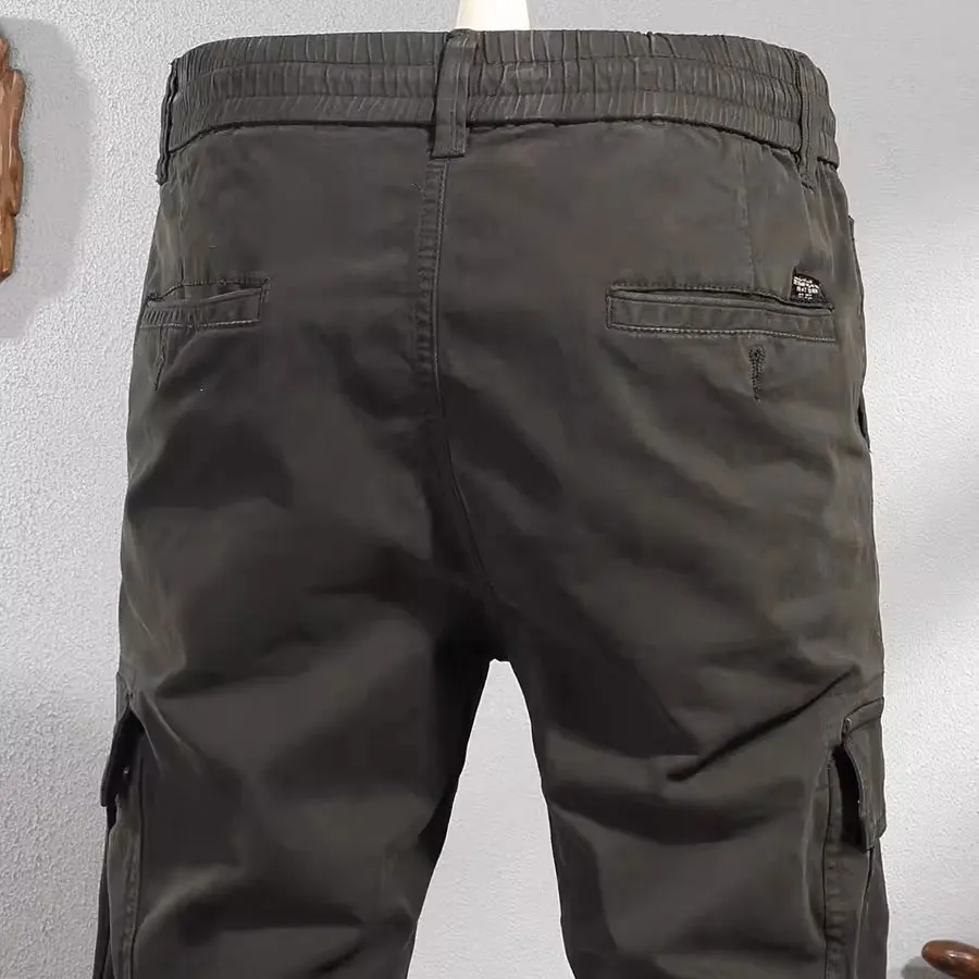 Pantalones vaqueros holgados de pierna ancha para Hombre, Pantalón Cargo informal, color verde militar y caqui, estilo Hip Hop, moda urbana