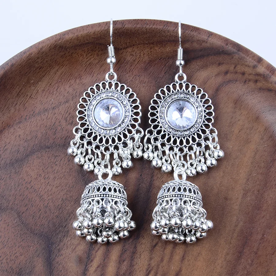 DIY accessories Creative fashion ethnic style retro earrings pendant simple and old fringed bell jewelry plant vine earrings