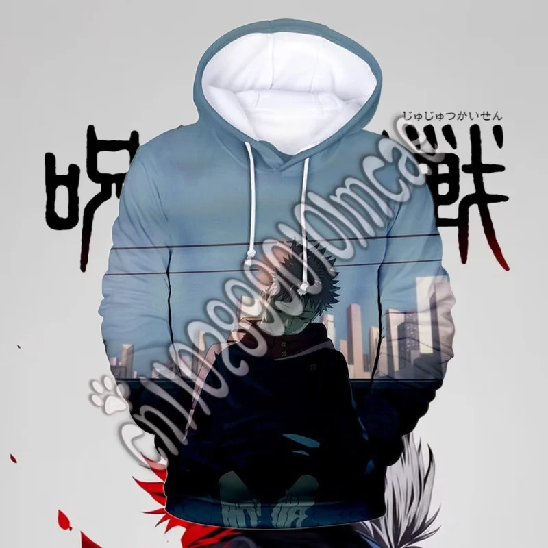 أنيمي مانغا Jujutsu Kaisen نمط الرجال هوديي Satoru Gojo البلوز ثلاثية الأبعاد طباعة الرجال هوديي سترة أنيقة على الموضة جديد ملابس للرجال