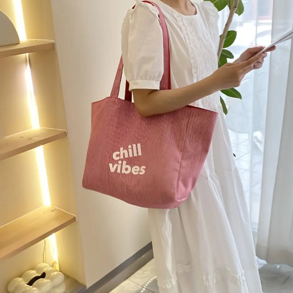 

Fashion Large Capacity Double-sided Canvas Tote Bag Letter Casual Plaid Shoulder Bag Mommy Bag Commuting Handbag Female