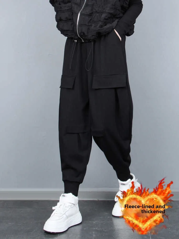 

Женские повседневные брюки Bla Fce на флисовой подкладке, свободные утепленные спортивные брюки-харлан, осенне-весенние, больших размеров, удобные