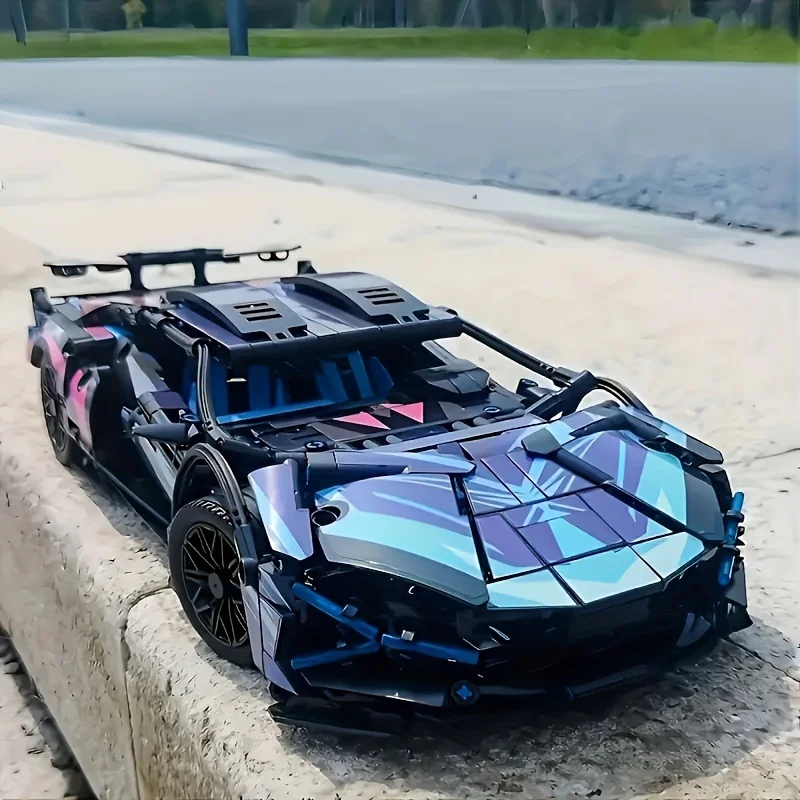 

1314 + шт Фиолетовый крутой гоночный трек спортивный автомобиль сборный конструктор игрушки, 1:14 DIY игрушечный автомобиль модель