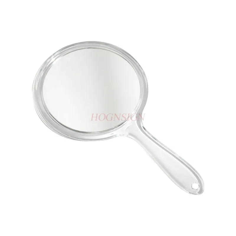 Transparent double-sided mirror with handle, portable, handheld, minimalist small round mirror, beauty and dressing mirror