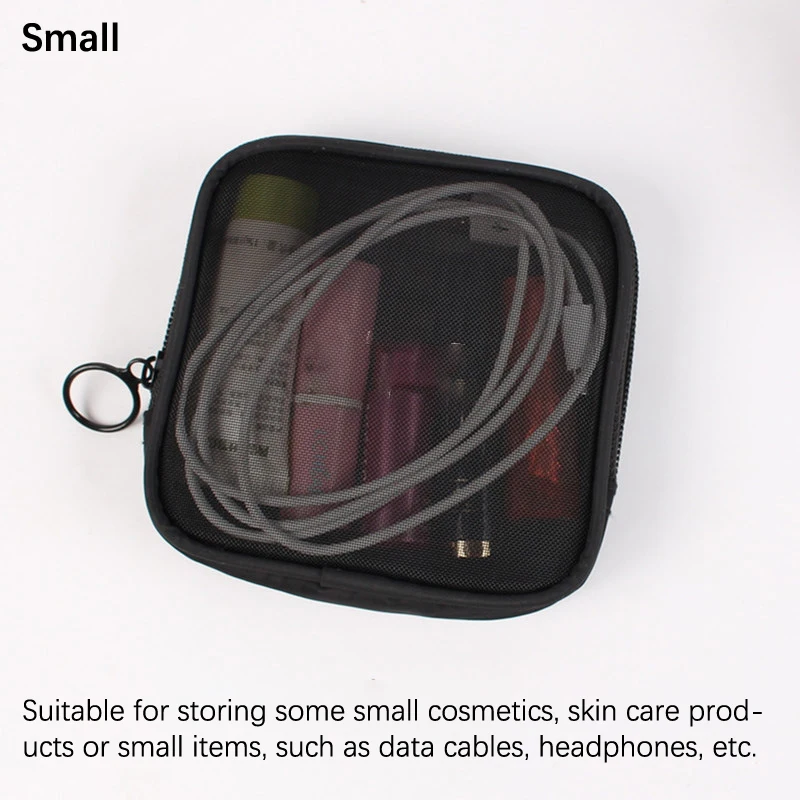 Mesh Transparent Cosmetic Bags Small Large Pink Black Makeup Bag Portable Travel Toiletry Organizer Lipstick Storage Pouch