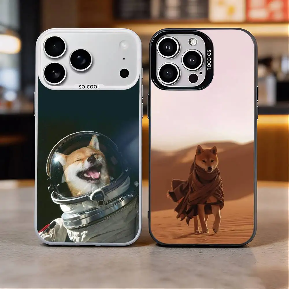 Cute S-Shiba I-Inu   Colorful Silver Back Phone Case For IPhone 17 16 15 14 13 12 11 Plus Pro Max Plus