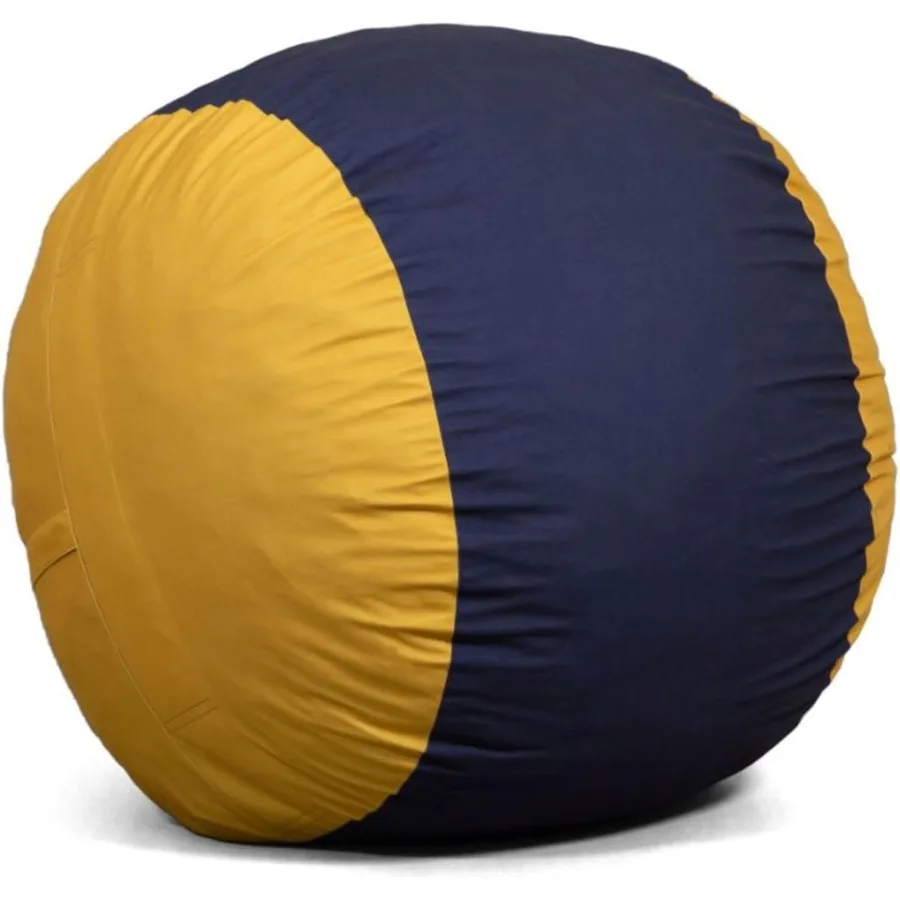 Fuf Medium Foam Filled Bean Bag Chair with Removable Cover in Collegiate Blue Gold Lenox Design Durable Woven Polyester Fabric