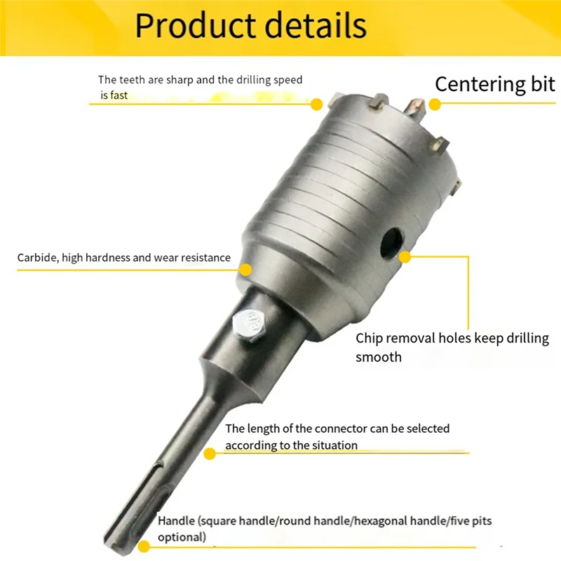 

2025 Trend 60Mm SDS Plus Hammer Drills Wall Hole Saw Drill Bit Set Cutter Tools Round Shank Drill Bit Forconcrete Brick Stone