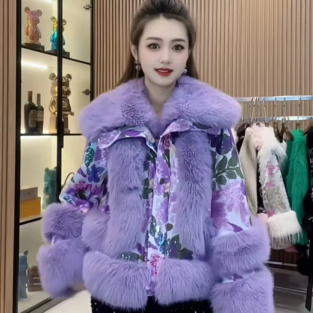 Faux Fox Fur Coats for Women,Single Breasted Jacket,Female Thick Warm Clothes,Turn-down Collar,High Quality, New, Winter,2024