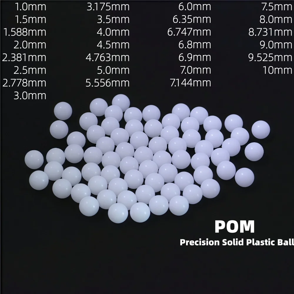 POM Plastic Balls 1-10mm Solid Acetal Resin Bearing Balls Low Friction Wear Resistant for Drawer Slides Bearings Valves Rollers