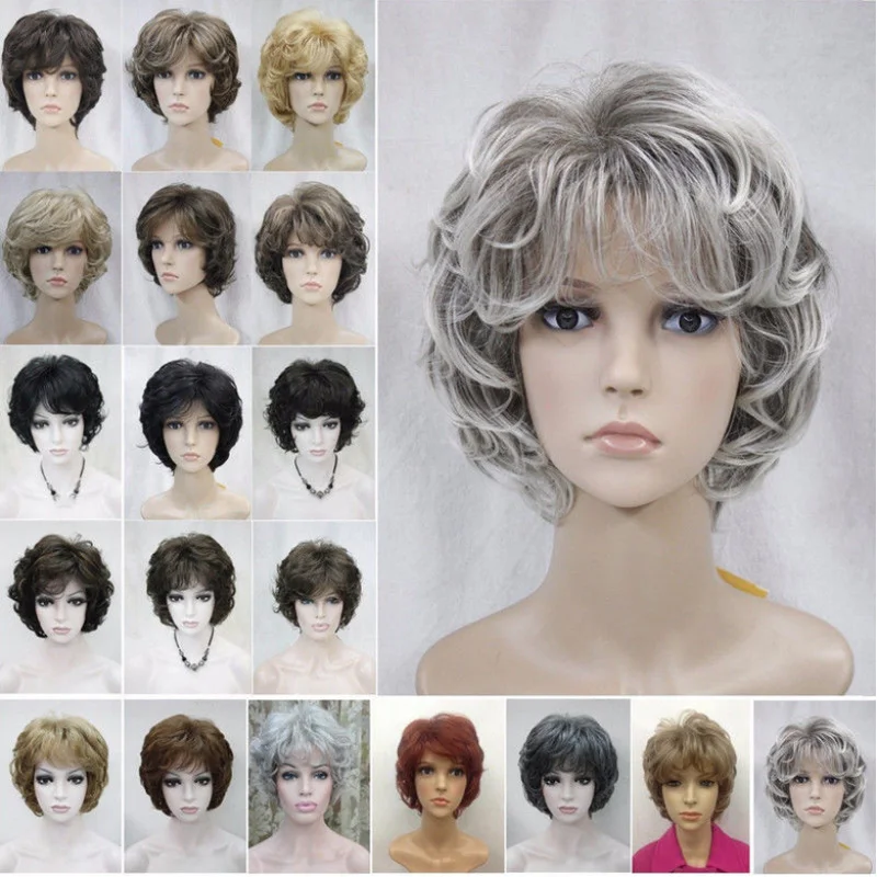 

19 Colour Short Curly Women Ladies Daily Hair Wig With Wig Cap