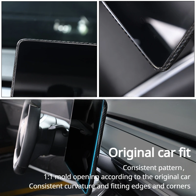 Screen Back Cover for Tesla Model Y/3/3+ Highland 2024 Real Carbon Fiber 3K 240G Handmade Navigation Frame Screen Cover Stickers