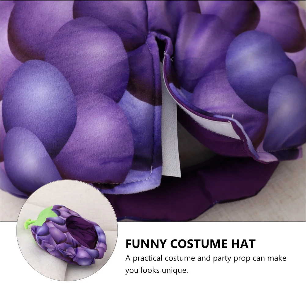 

1pc Grape Head Hat Funny Costume Party Prop Cosplay Carnival Birthday Headwear Fruit Themed Role Play Accessories Soft