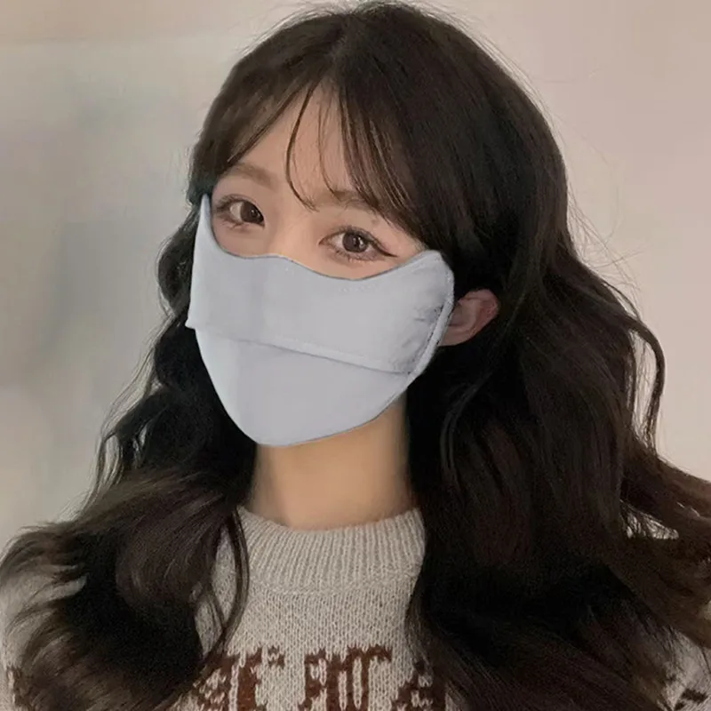 قناع صيفي من الحرير الجليدي للحماية من أشعة الشمس فوق البنفسجية، قناع وجه لركوب الدراجات النارية للنساء والرجال، غطاء وجه قابل للتنفس، درع وجه من الحرير الجليدي #5