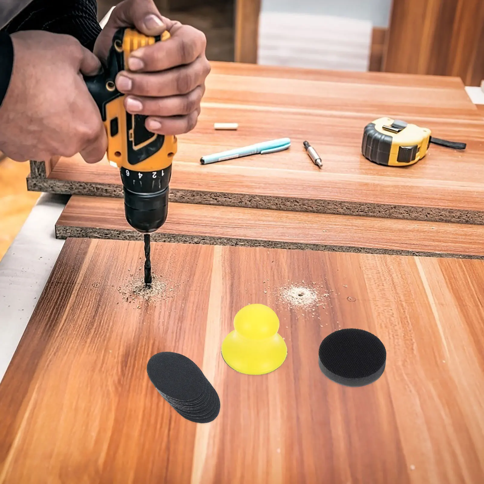 62 Uds. Discos de lijado con bucle de gancho, grano surtido 100-50000, almohadillas de hojas de papel de lija en seco y húmedo para Pulido de metales de muebles de madera