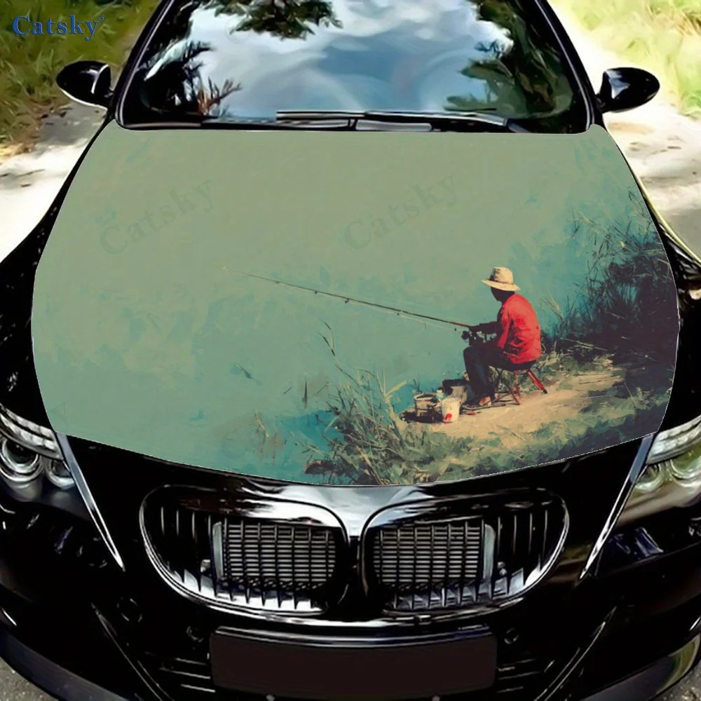 

Artistic Fisherman Car hood decals, car cover decorative stickers, and vinyl wraps for cars, SUVs and trucks. Self-adhesive, wat