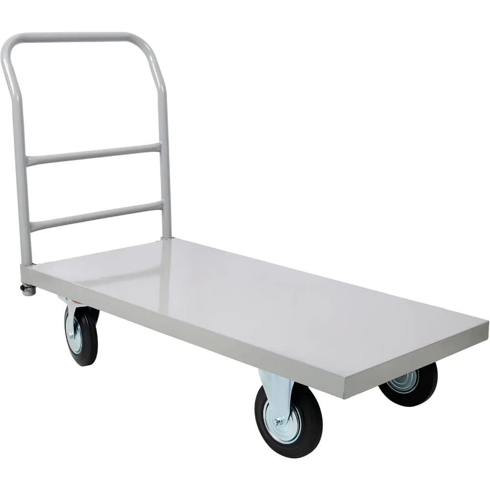Carrinho de dolly plano para caminhão com plataforma resistente com rodas, capacidade de 2.000 lb, deck de aço de 24 x 48 polegadas, cinza