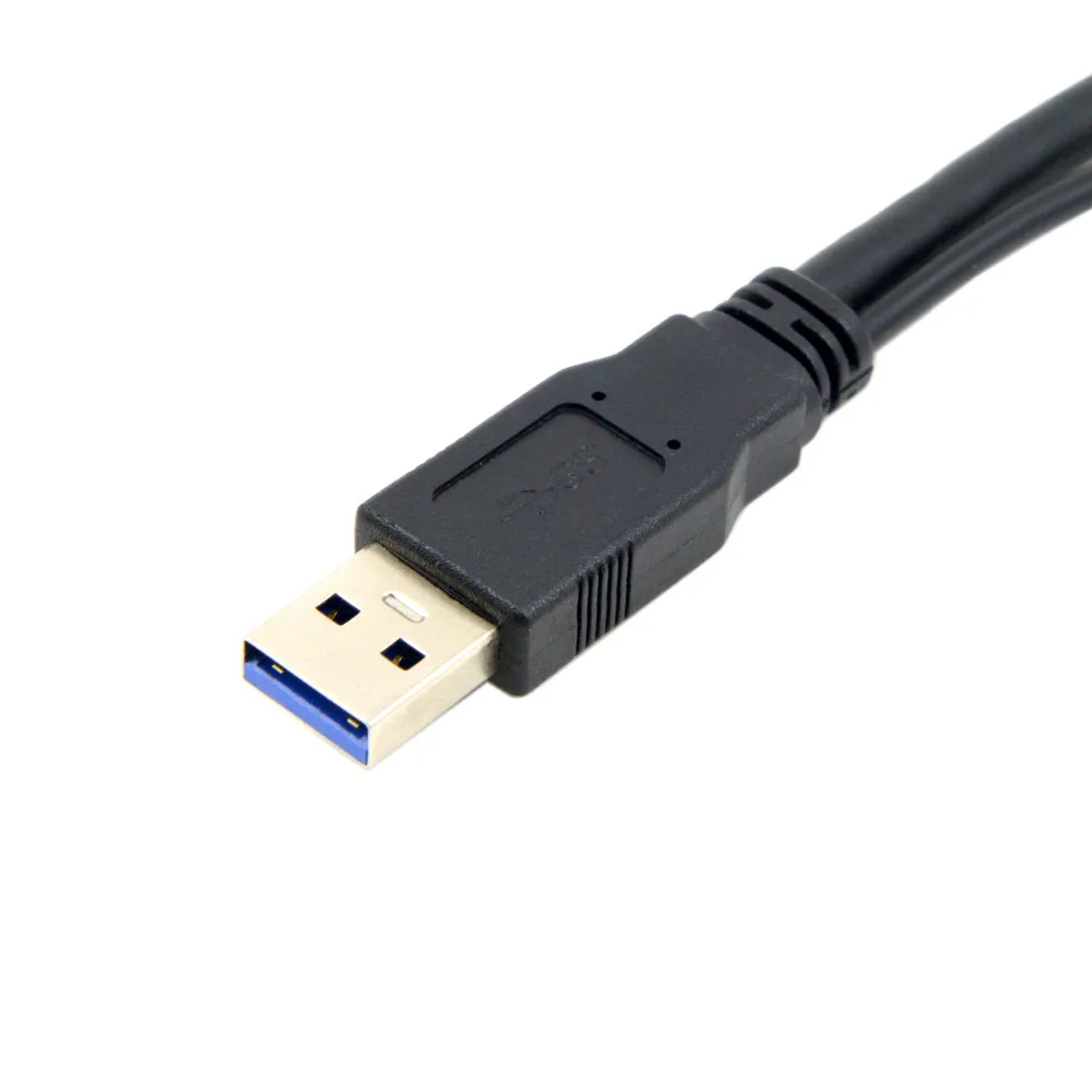 USB Cable USB Data Cable USB 3.0 Male to Dual USB Female Extra Power Data Y Extension Cable for 2.5" Mobile Hard Disk