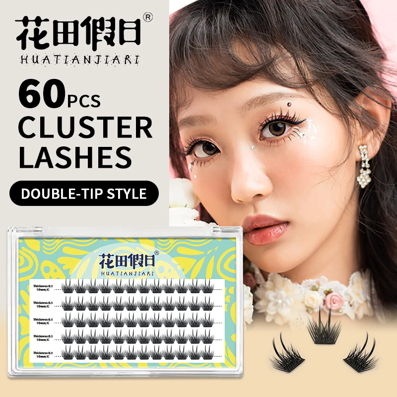 EASITENSION Cluster Eyelashes Mix Length Fluffy Super Thin Band Reusable Soft Comfortable Volume Bundles Makeup Tools