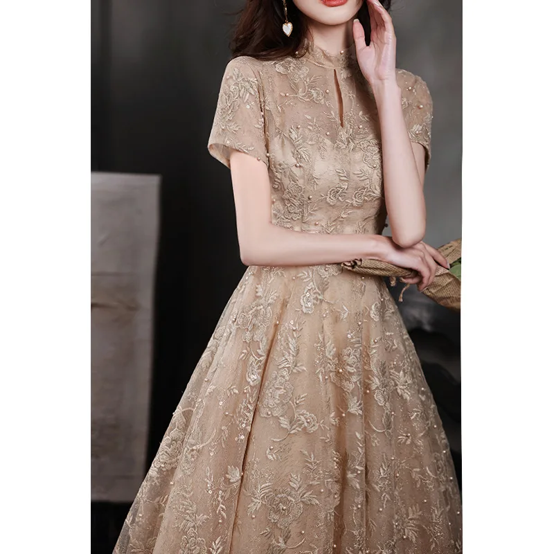 

Champagne Evening for Ladies Noble Little Advanced Texture - Temperament High-End Princess Bridesmaid Dress Summer