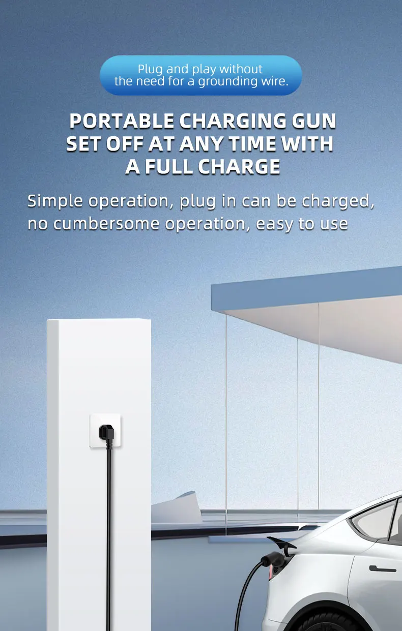 Tragbares 3,5 kW 16 A EV-Ladegerät 3M 5M 10M 15M 20M Kabel Typ2 IEC62196 EVSE EU-Stecker Wallbox-Adapter für Elektrofahrzeuge – Detail 2