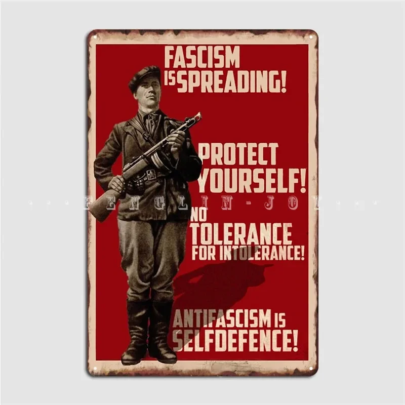 Fascism Is Spreading Protect Yourself Poster Metal Plaque Wall Pub Living Room Vintage Wall Decor Tin Sign Posters