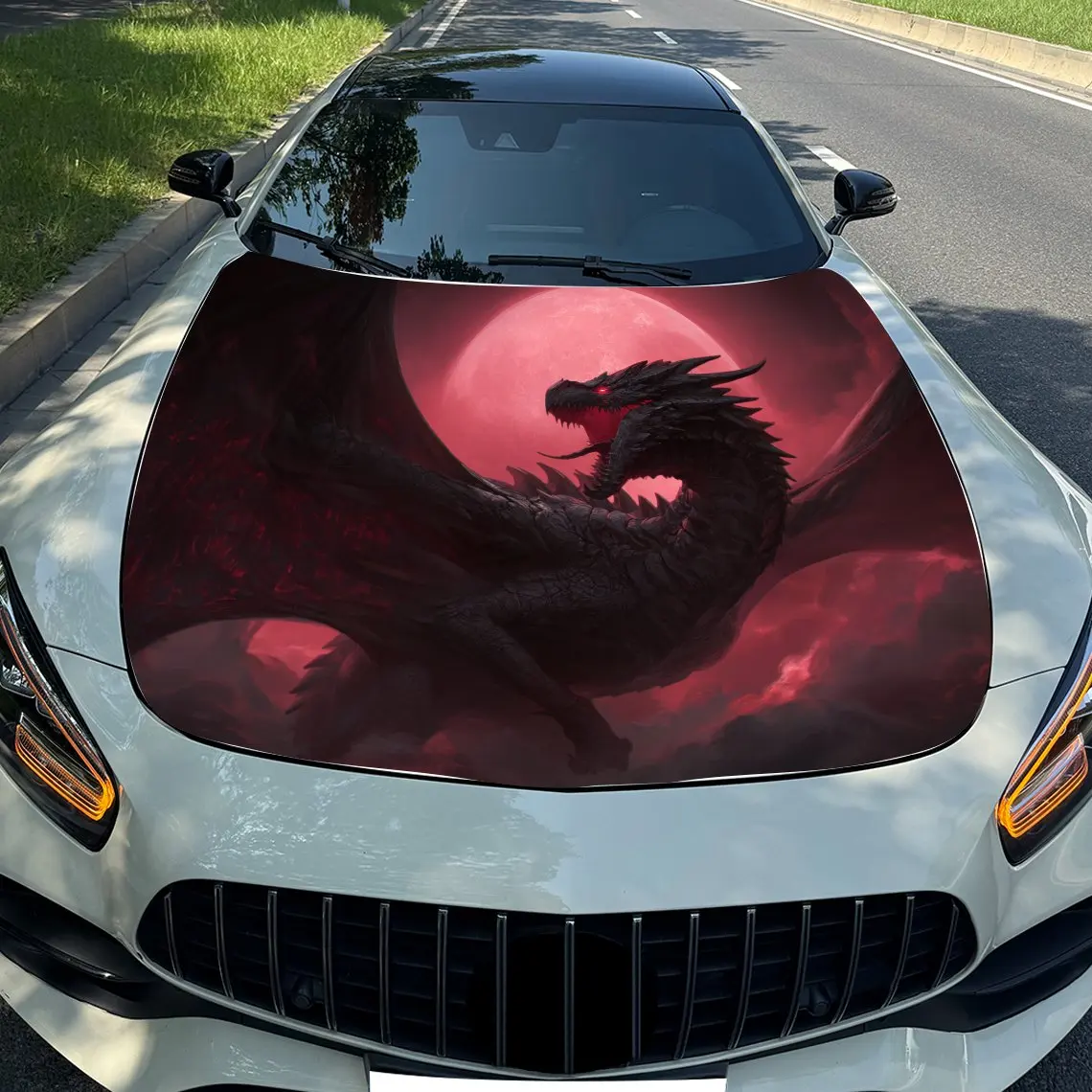 

Car Cover Packaging - Red Moon Dragon Design,High-quality Vinyl Decals Suitable For Cars And Trucks,Fitted,Weather Resistant,Eas
