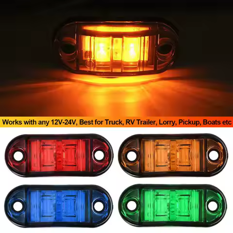 For Trailer Truck Caravan Side Clearance Marker Lamp Warning Lights LED Side Marker Lamp Red Yellow White 12V- 24V