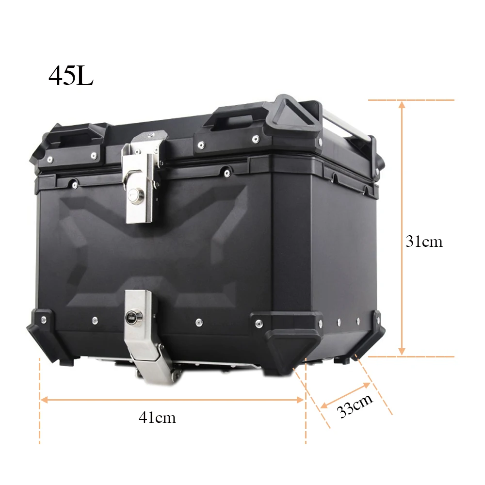 

45L Universal Motorcycle Rear Top Luggage Case Storage Tail Box Waterproof Trunk Key Toolbox Carrier Product Box Aluminium Alloy