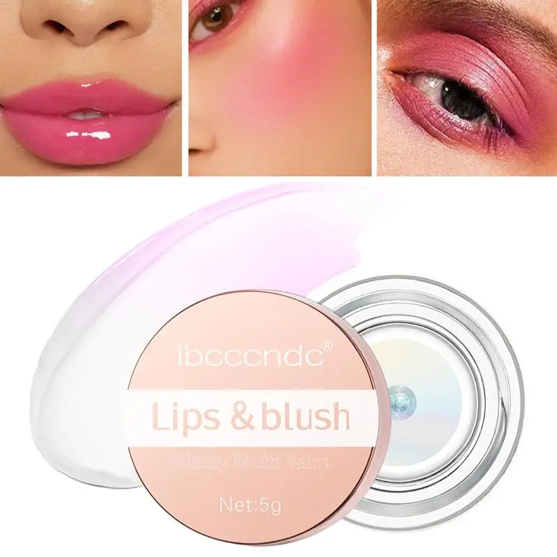 Temperature Color Changing Blusher Cream Peach Cheek Tint Clear Glitter Long Lasting Face Makeup Cream Blusher For Lip Face Eyes