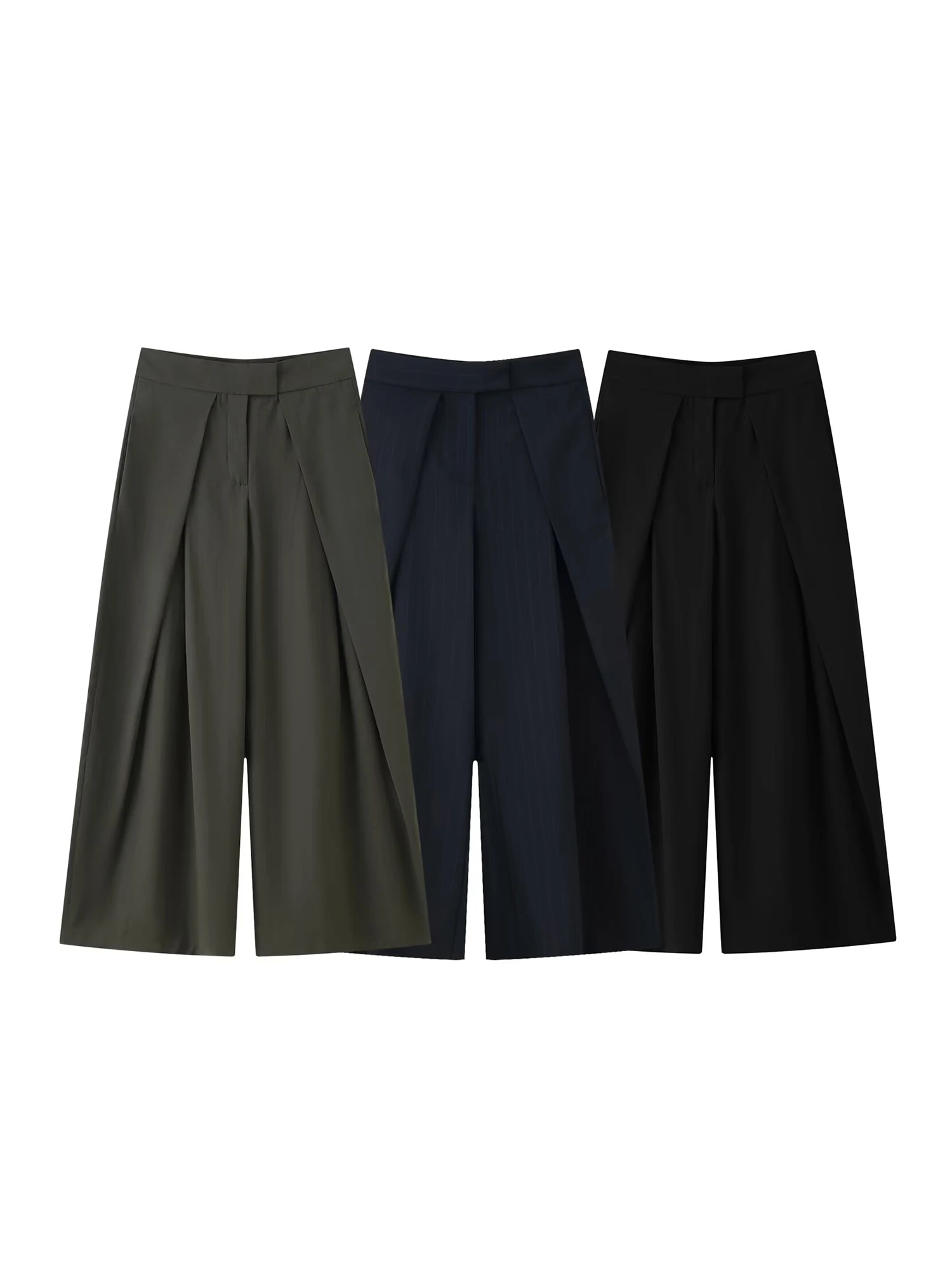 سراويل نسائية كبيرة الحجم باللون الأخضر سراويل هاراجوكو الحضرية 2000s Y2k 90s سراويل فضفاضة واسعة الساق موضة الخريف 2025 ملابس