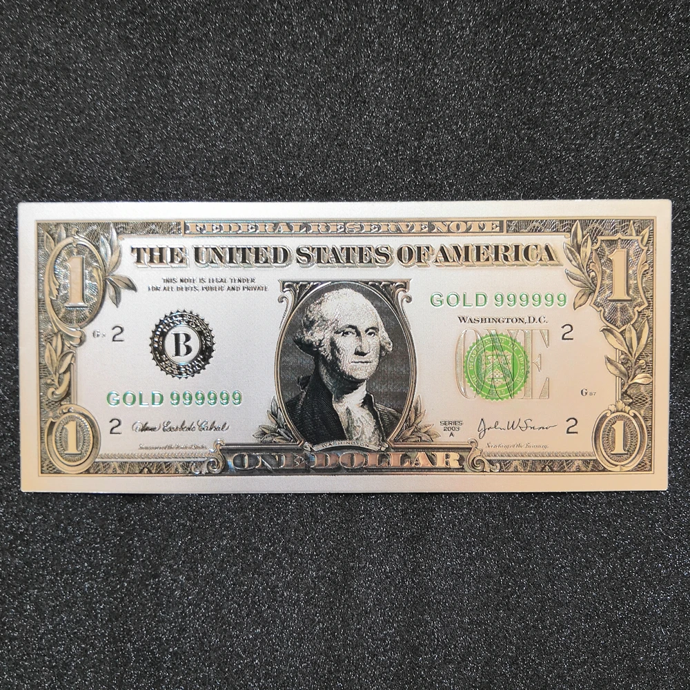 US Fake Money 1 Dollar Plastic Banknotes Silver Foil Notes Collection Party Decoration Non-Circulating