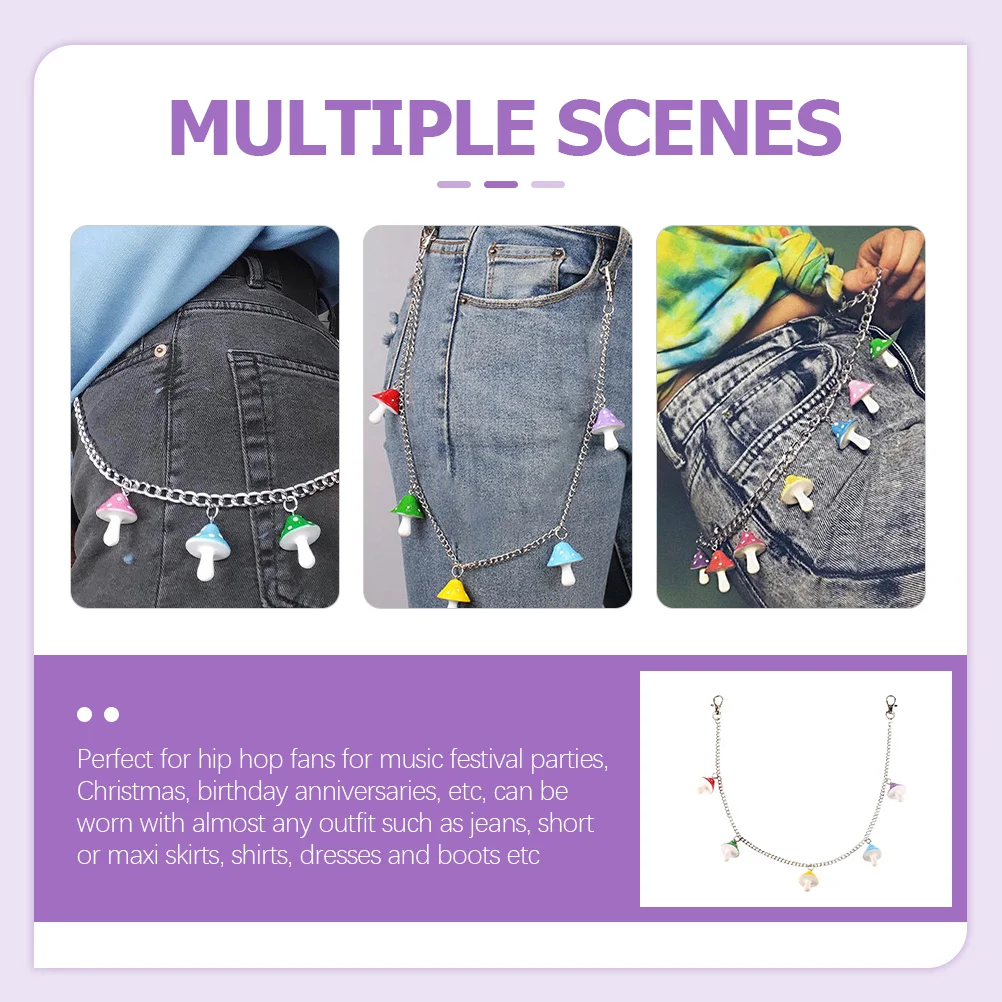 أزياء السراويل سلسلة الفطر قلادة طويلة شيك نمط الجينز السراويل سلاسل حزب بار نادي المحفظة حزام جيب سلسلة