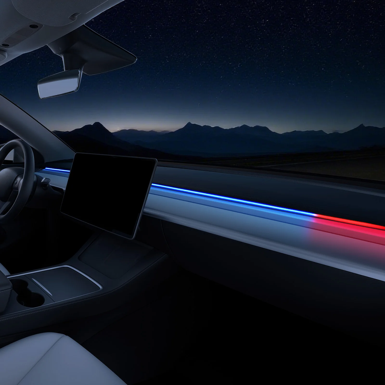MAIMEIMI 1 Set Highland Smart Air Vent Ambient Light Strip Blind Spot LED for Tesla Model Y (2020-2024) and Model 3 (2022-2023)