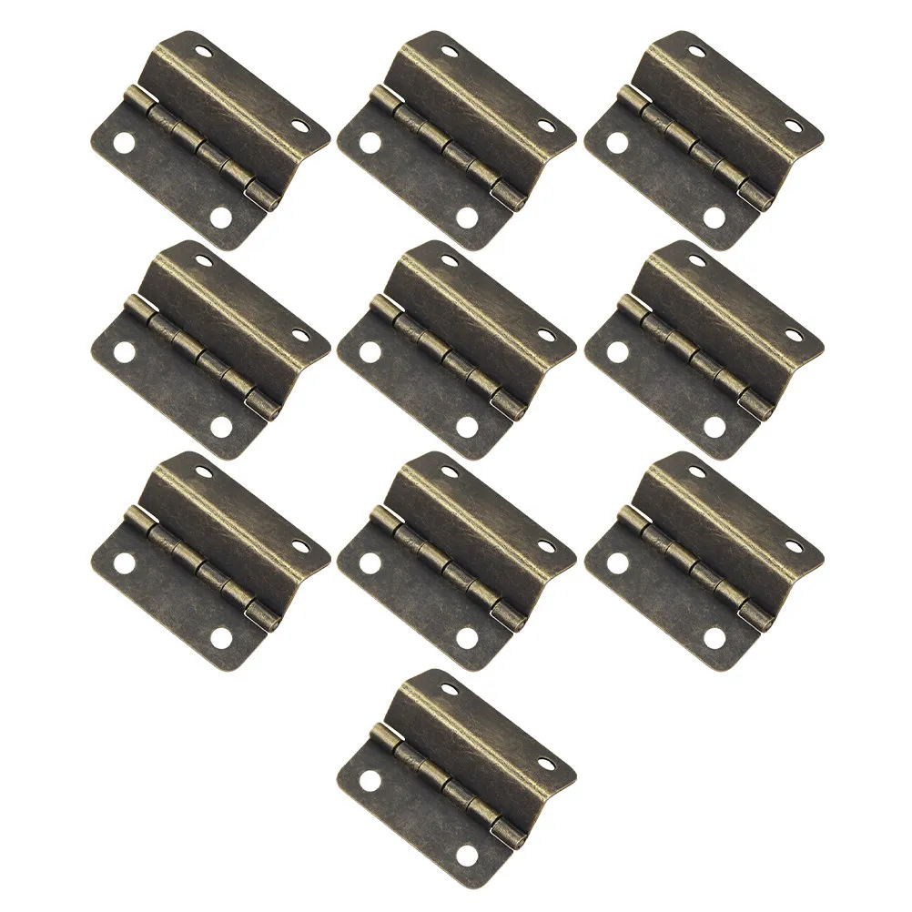 10Pcs Three-Fold Right-Angle Wooden Box Hinges Iron Finish Smooth Open Close Kitchen Living Room Sturdy Furniture Metal Hinge
