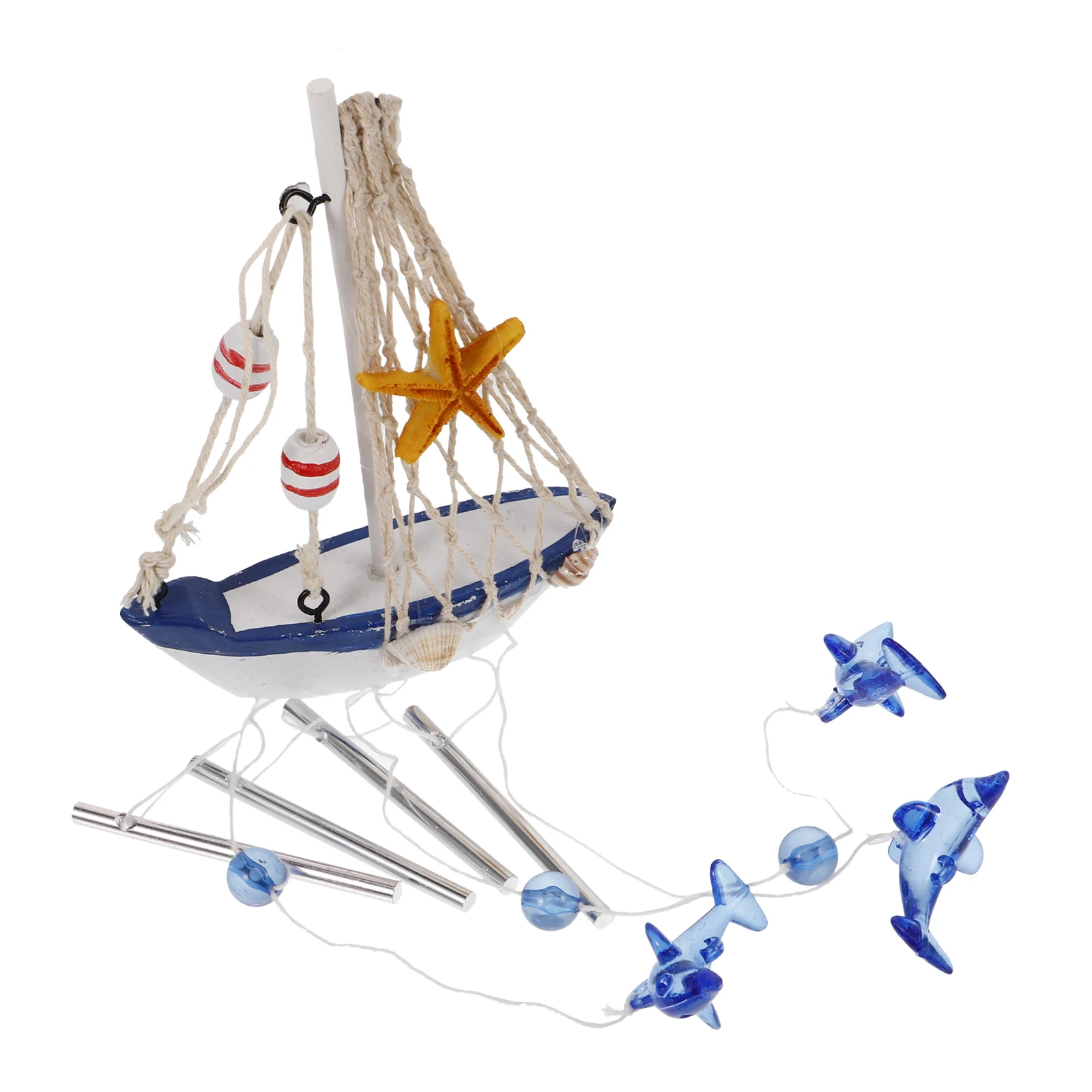

Dolphin Wind Chime Creative Resin Hanging Bell Home Decoration Sailboat Wind Chime Pendant Lightweight Durable Blue Color Office