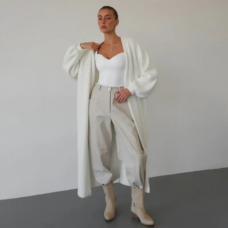 

Winter New Sleeve Lengthened Sweater Coat Lace-up Long-sleeved Cardigan Autumn