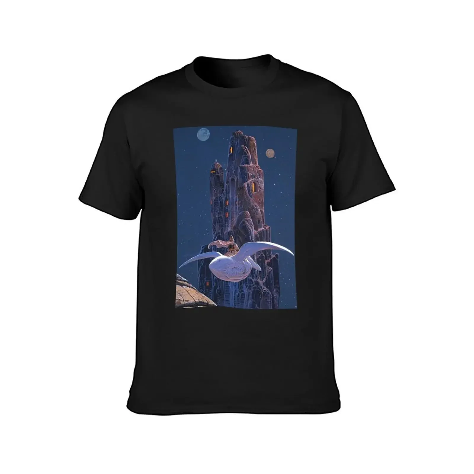 moebius, arzach, poster, night, mountain, rock city, seagull, moon, stars, comic, french comic, jean giroud T-Shirt