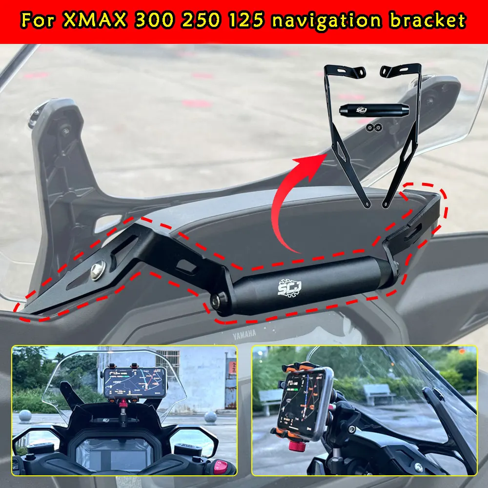 For Yamaha XMAX 300 250 XMAX300 XMAX250 Tech Max 2025-2026 Motorcycle Navigation Bracket GPS Phone Mount Adapt Holder Steel