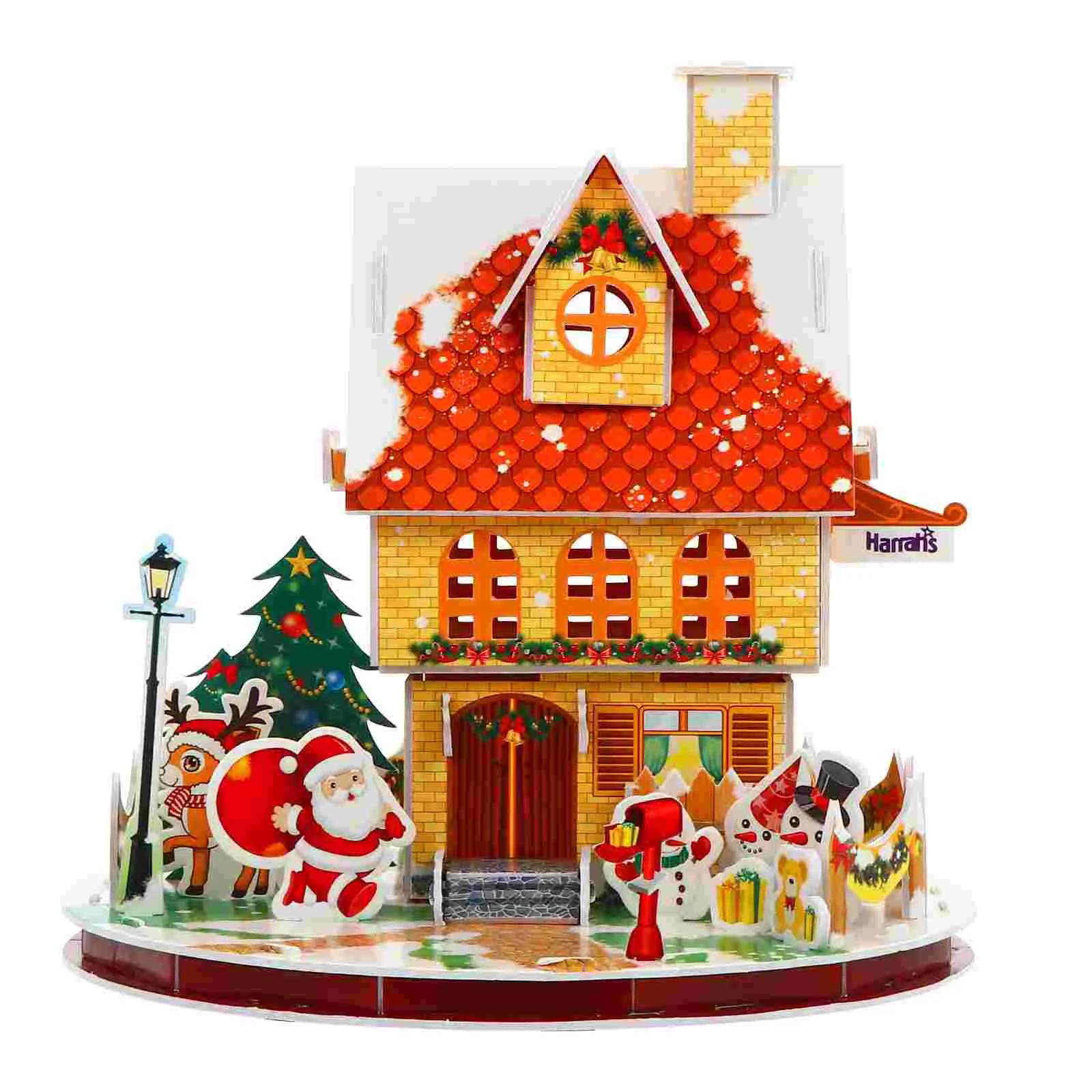 Christmas Cottage 3D House Puzzle Jigsaw Xmas Gift Kids Paper Cabin The Puzzles