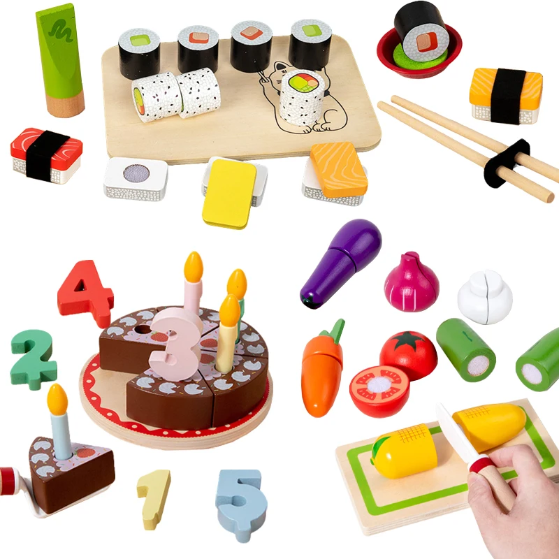 Simulación de chico, comida de Sushi, juguete de cocina, juego de simulación, juego de cocinero de verduras cortadas, juego de casa de juego de pastel de cumpleaños DIY, juguete para regalo para niñas