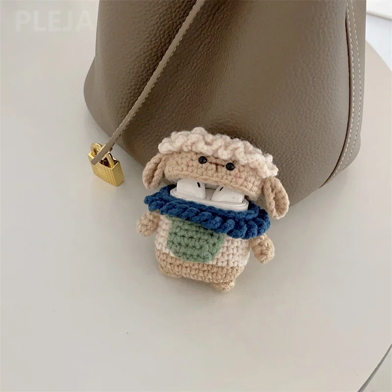 Cute Knitting Wool Sheep Earphone Case For Apple AirPods 1 2 3 Pro 2 Plush Headset Protector Cover for Air pods Headphones Funda