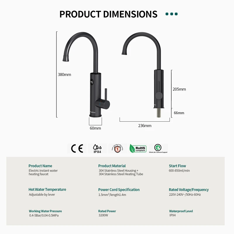 Briwellna 220V Scaldabagno Elettrico Istantaneo Rubinetto Della Cucina 2 in 1 Con Display Digale Miscelatore Da Cucina Scaldabagno Che Scorre 6 Briwellna 220V Scaldabagno Elettrico Istantaneo Rubinetto Della Cucina 2 in 1 Con Display Digale Miscelatore Da Cucina Scaldabagno Che Scorre 6