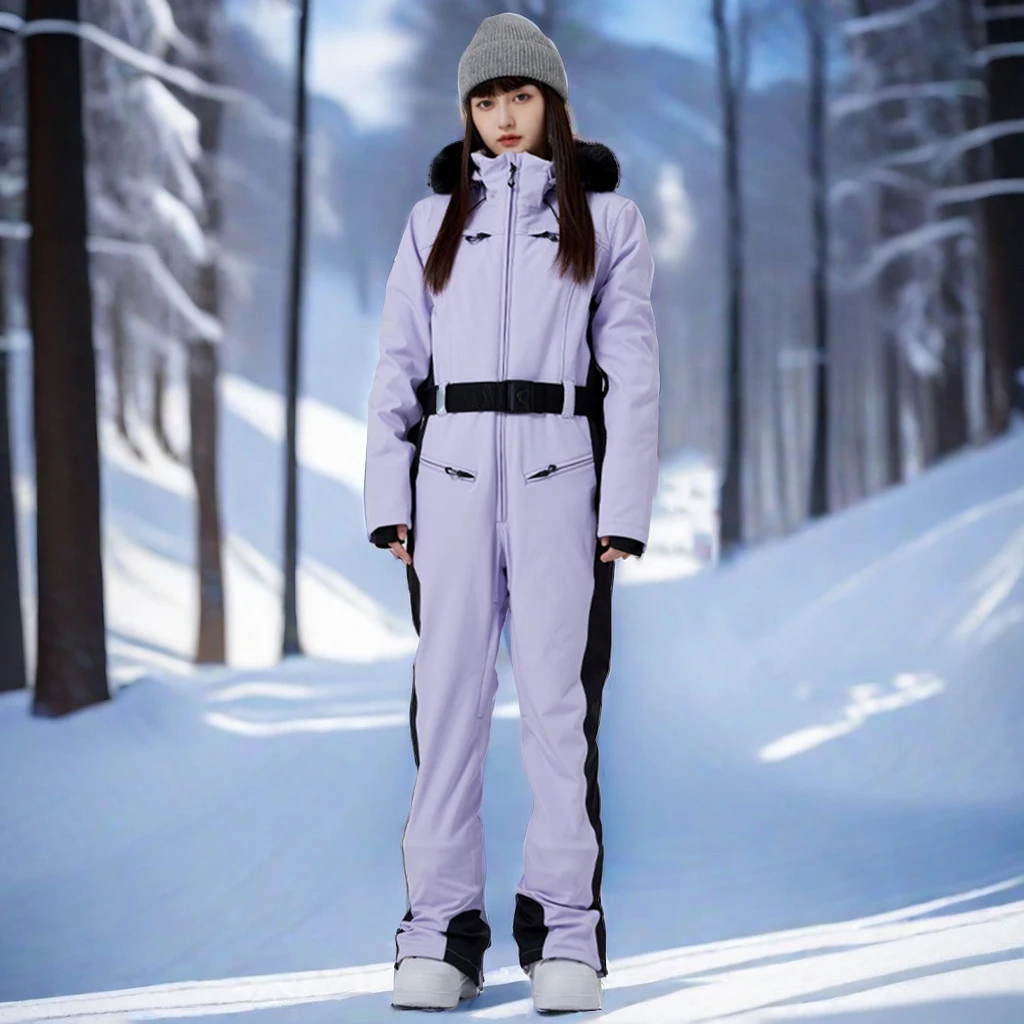 Female Slim Fit Skiing Suites Women Winter Jumpsuit Warm Windproof Snow Clothes Snowboarding Tracksuit Ski Sport One Piece Suit