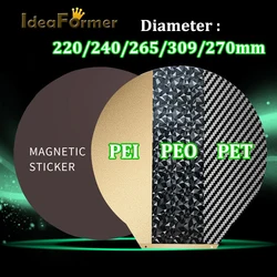 Letto matrimoniale riscaldato PET/PEO + PEI lamiera di acciaio per molle PEI diametro letto 220/240/265/309/270mm rotondo per id Delta Kossel/Flsun