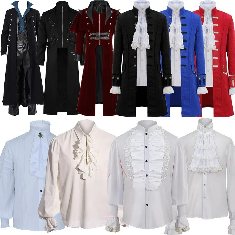 

Medieval Renaissance irt Tailcoat Inner Wear Costume loween Prince Top Women's Ethnic Stage Clothing Polyester