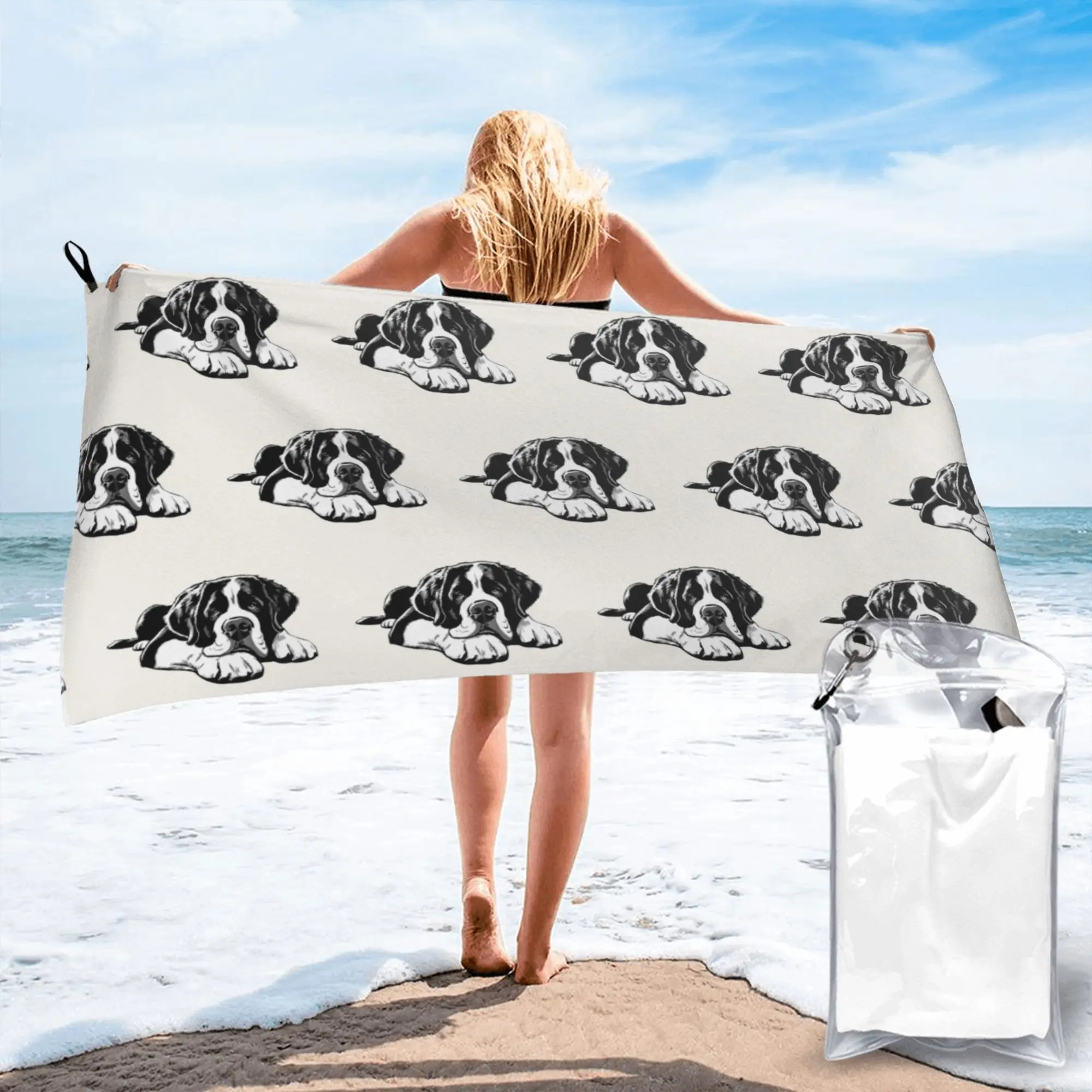 The Saint Bernard Beach Towel Soft Microfiber Quick Dry Absorbent Quick Towels For Mountain Climbing