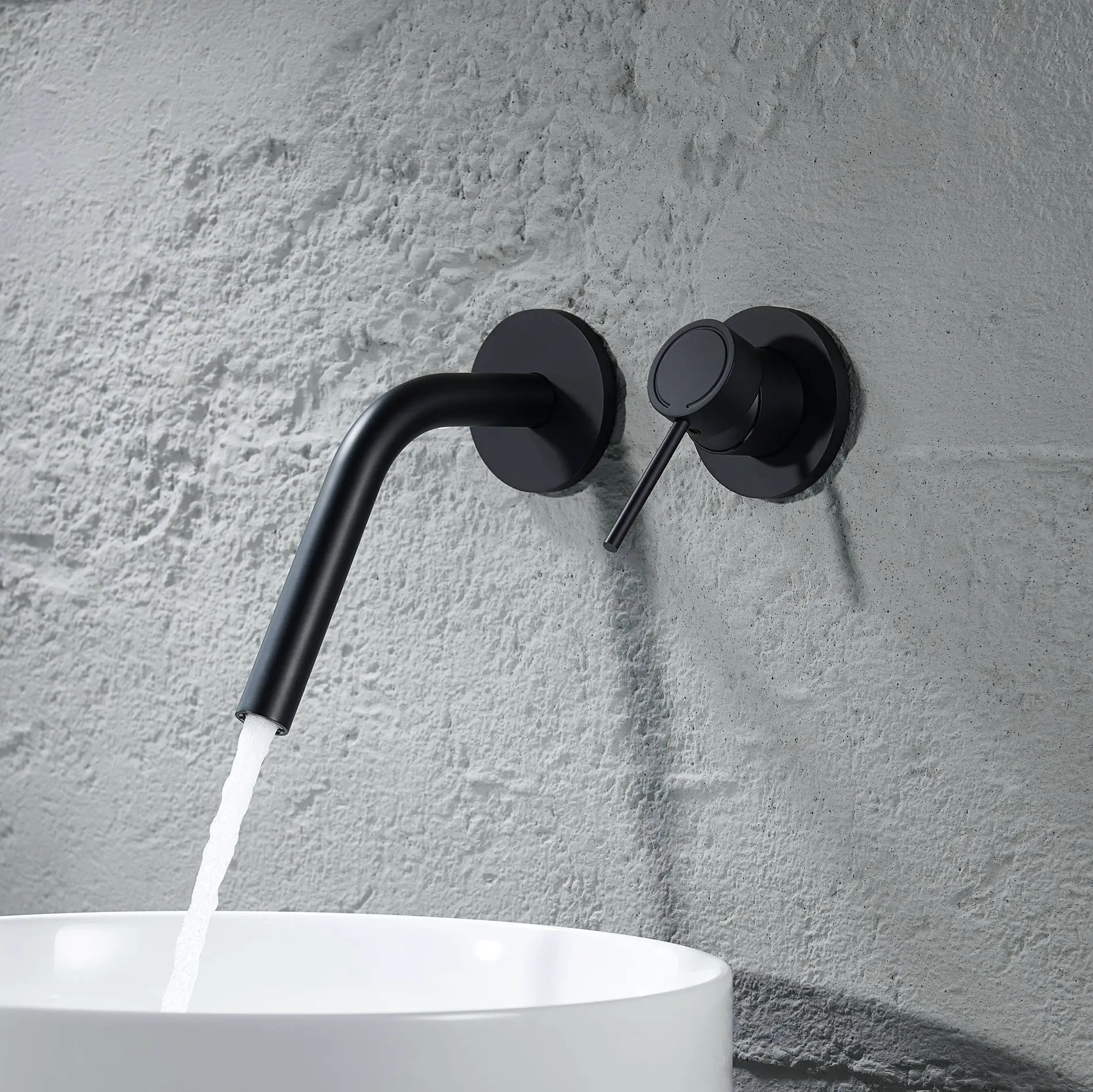 

Полностью медный серый смеситель для умывальника с двойным отверстием, скрытый настенный смеситель для горячей и холодной воды, бытовой смеситель для ванной комнаты GN923SV