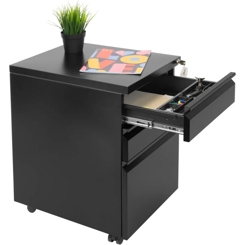

3 Drawer File Cabinet with Lock and Wheels, Under Desk Storage Filing Pedestal for Home Office, filing cabinet