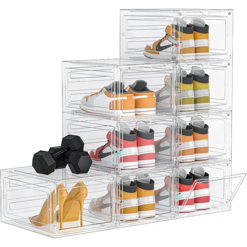 Shoe Storage, 6 Pack Shoe Organizer Clear Hard Plastic Shoe Box, Boxes Clear Plastic Stackable