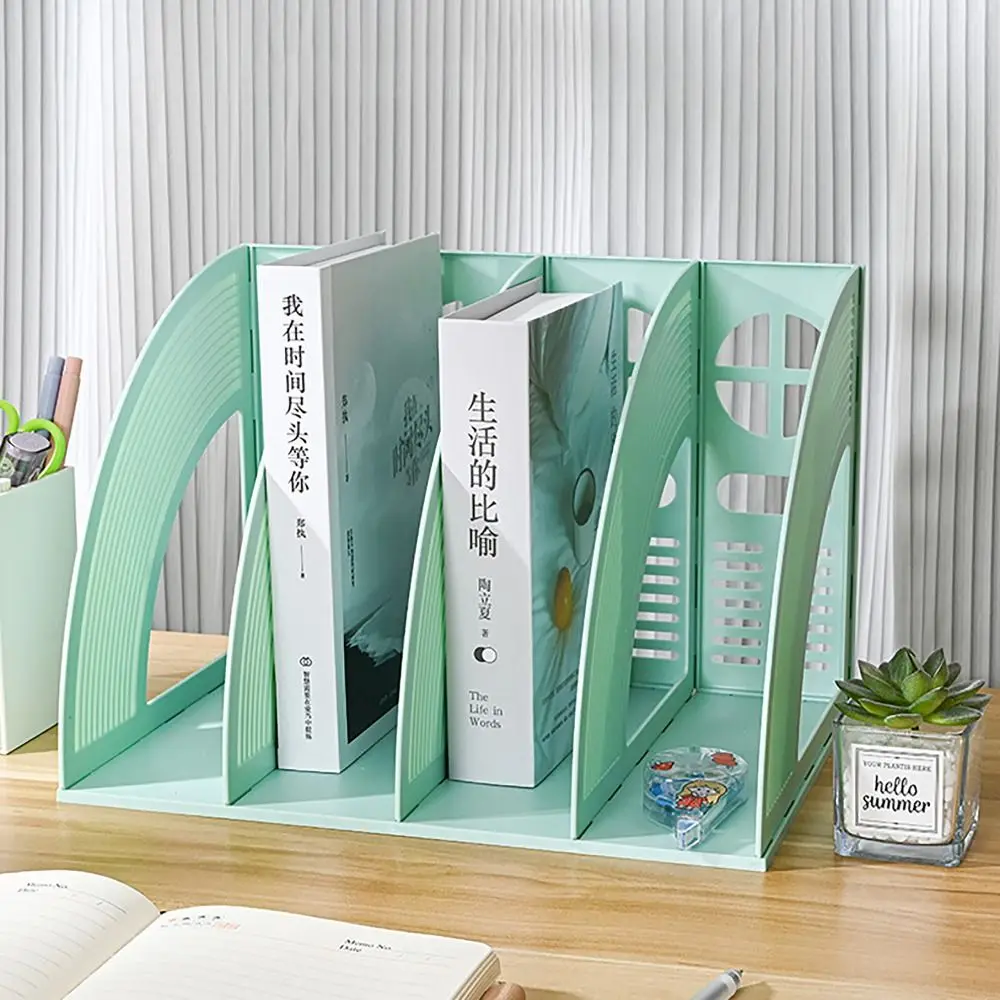 Portable Morandi Color Bookends Double Side Handles Desk Organizer Divided Book Stand Desktop Sorting Rack for Student Office